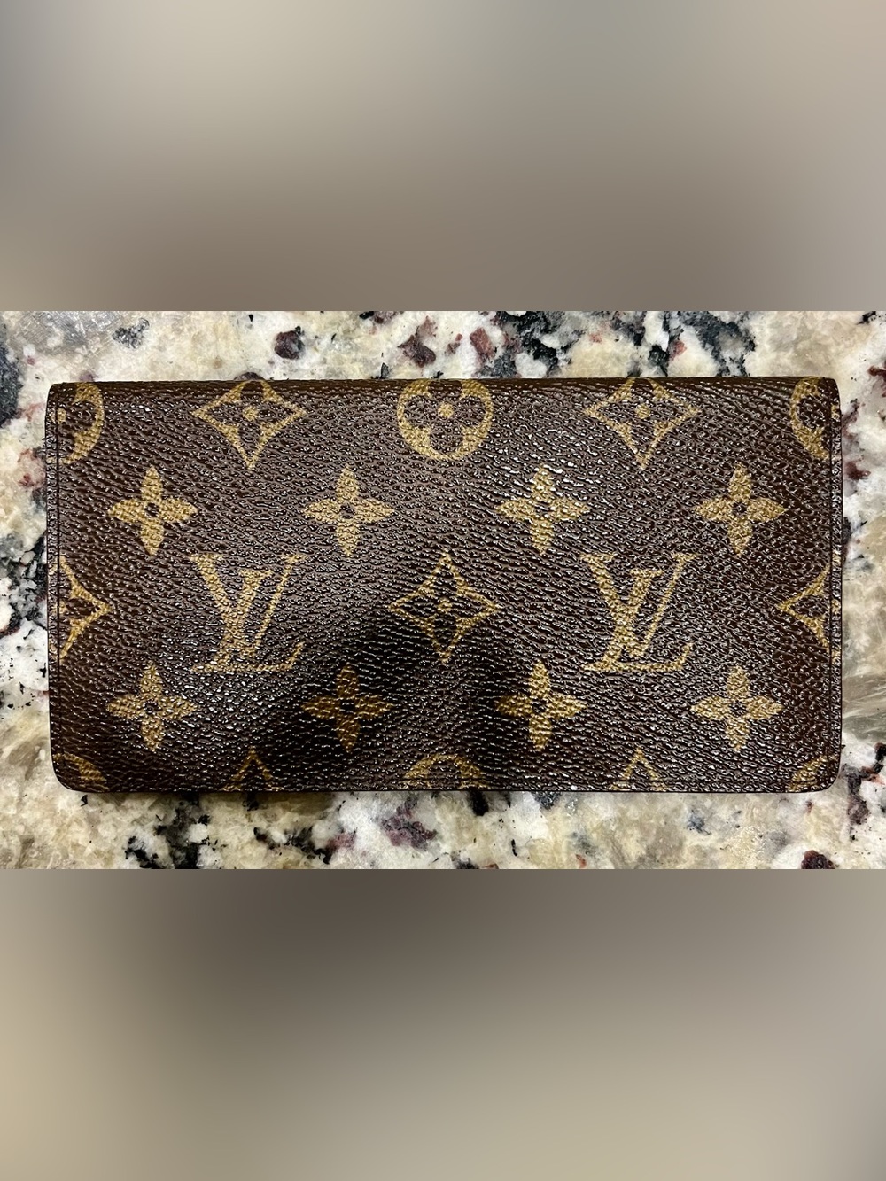 Louis Vuitton Monogram Canvas Checkbook Cover in Classic Brown and Tan LV Logo